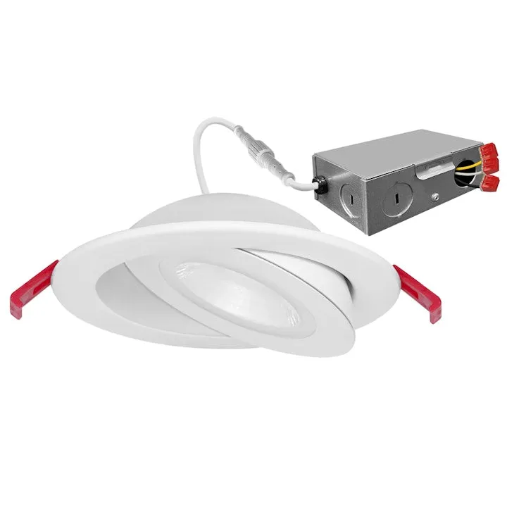 4" SnapTrim Floating Adjustable J-Box, 700 Lumens, 9W, CCT Selectable, 120V — Warehouse Lighting LED Downlights 9.0W 2700K