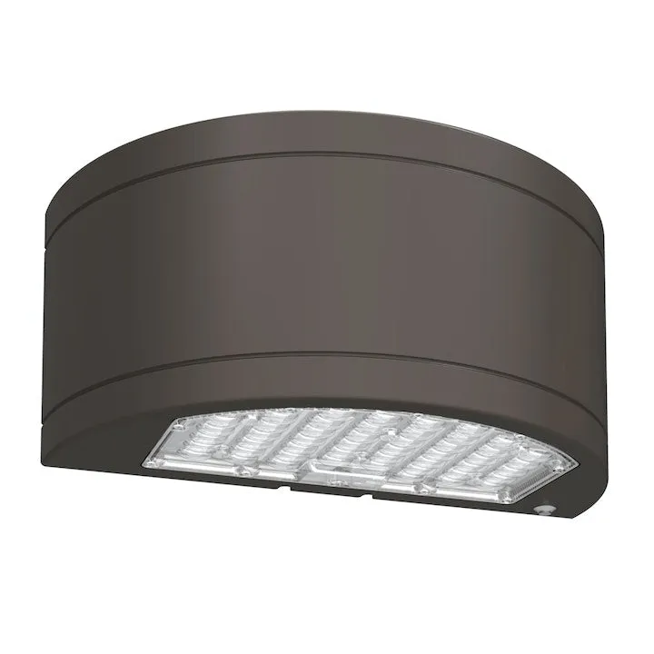 LED Semi-Circle Up/Down Wall Pack, 11,600 Lumen Max, CCT and Wattage Selectable, Integrated Photocell, 120-347V, Bronze or Black Finish — Warehouse Lighting LED Wall Lights 48.0W 3000K