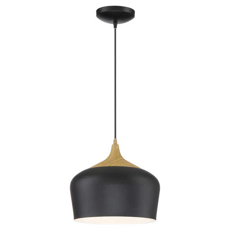 LED Pendant, 800 Lumens, Black with Wood Grain Finish, 120V — Warehouse Lighting LED Landscape Lights 10.0W 3000K