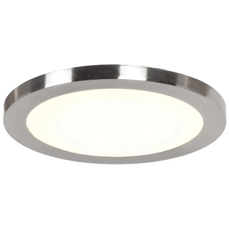 LED Flush Mount, 800 Lumens, Brushed Steel Finish, 120V — Warehouse Lighting LED Post Top Lights 12.0W 3000K