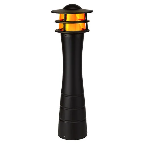 AmberLED Lighthouse Bollard, 19W, 1400K, 120-277V, Black, Nautical Series — Warehouse Lighting LED Bollards & Pathway Lights 19.0W 1400K