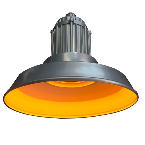 AmberLED Pendant Mount Vaporproof-Straight Shade, Turtle Friendly, 23W, 1400K, 120-277V, Platinum Finish — Warehouse Lighting LED Landscape Lights 23.0W 1400K