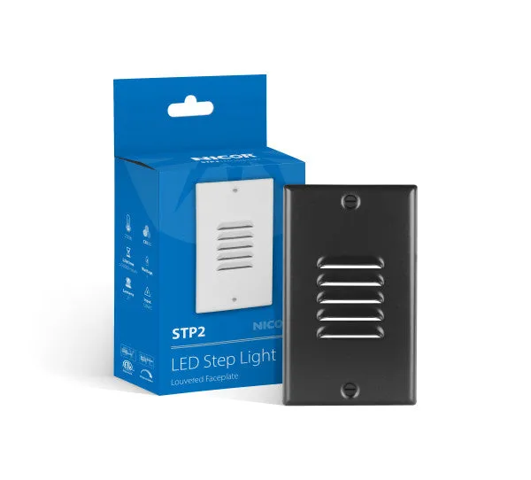 LED Step Light, Vertical Louvered, 2700K, Photocell Option, 120V, Black, Oil Rubbed Bronze, or White — Warehouse Lighting LED Bollards & Pathway Lights 10.0W 2700K