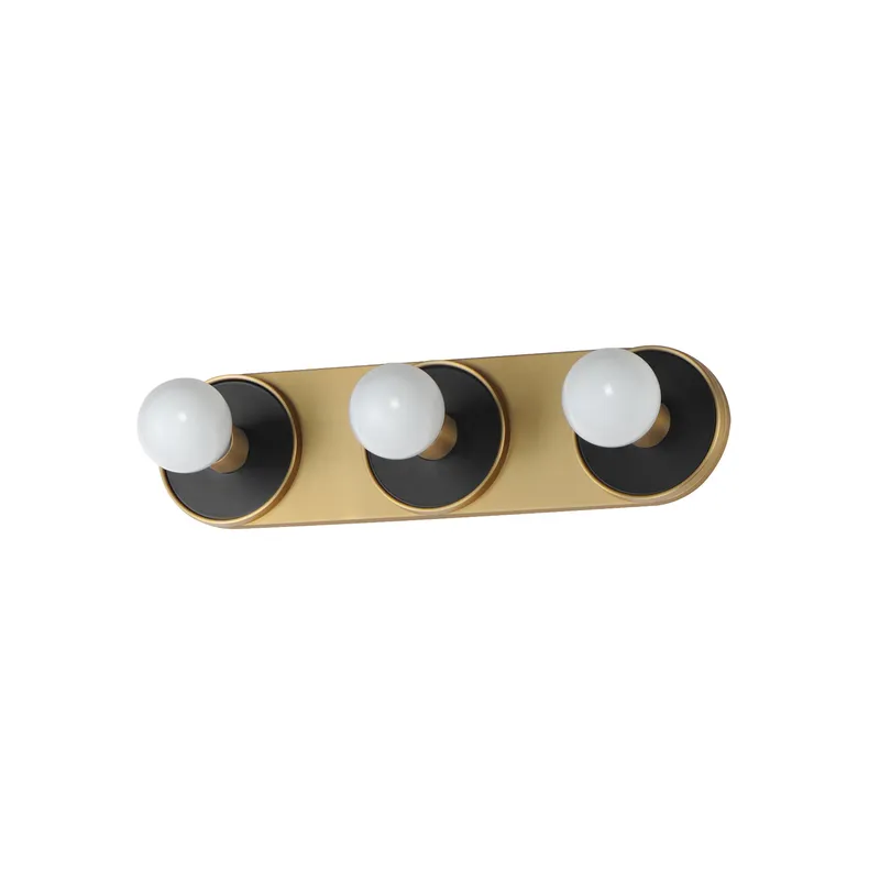 Hollywood 3-Light Sconce, Black / Natural Aged Brass — Warehouse Lighting LED Wall Lights 200.0W 3000K