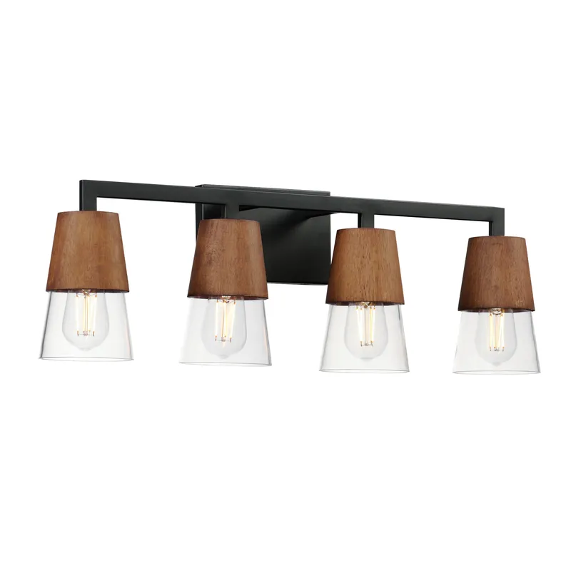 Carpenter 4-Light Bath Vanity, Walnut / Black — Warehouse Lighting LED Wall Lights 250.0W 