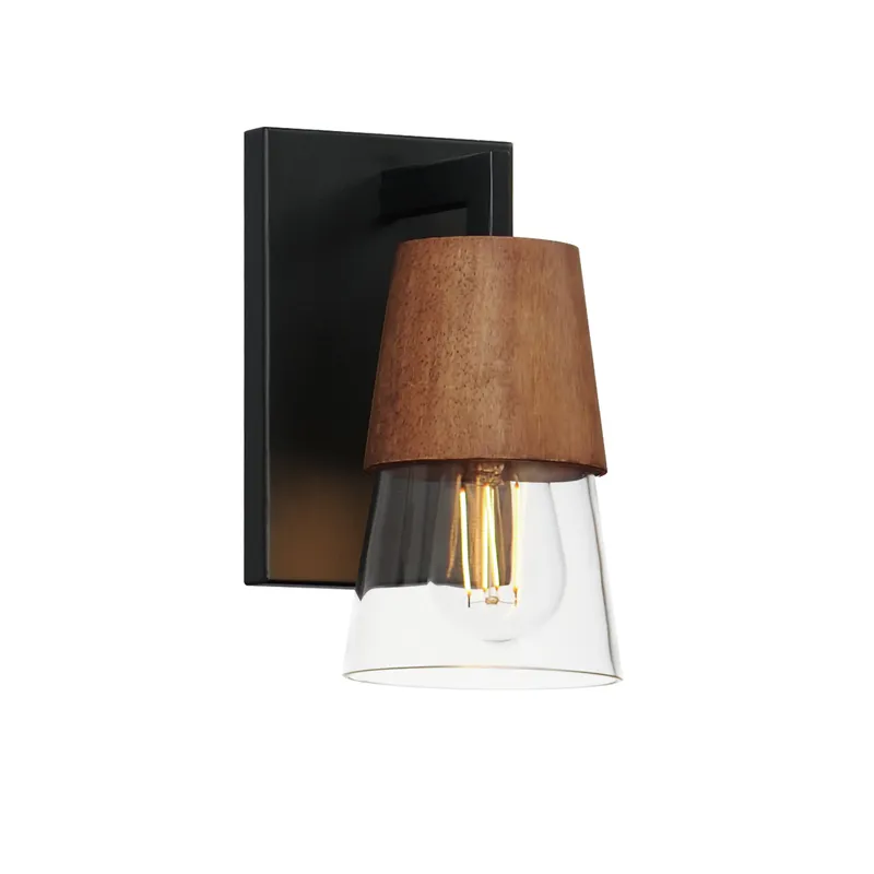 Carpenter 1-Light Bath Vanity, Walnut / Black — Warehouse Lighting LED Wall Lights 60.0W 