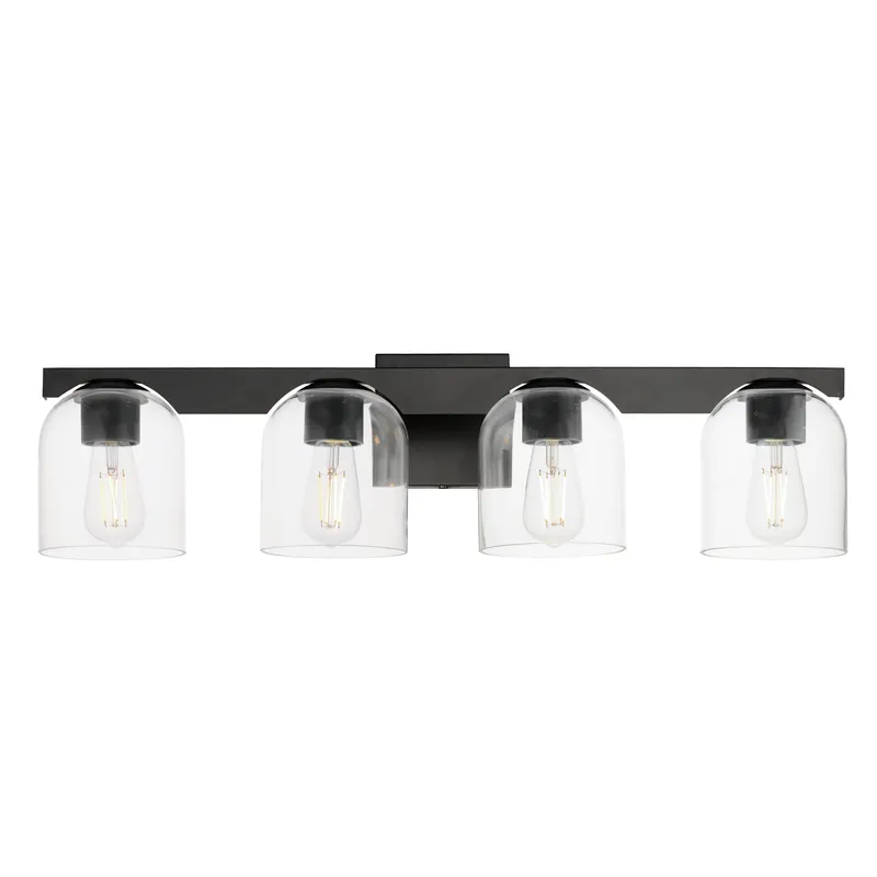 Scoop 4-Light Bath Vanity, Black, Chrome, or Brass Finish — Warehouse Lighting LED Wall Lights 250.0W 