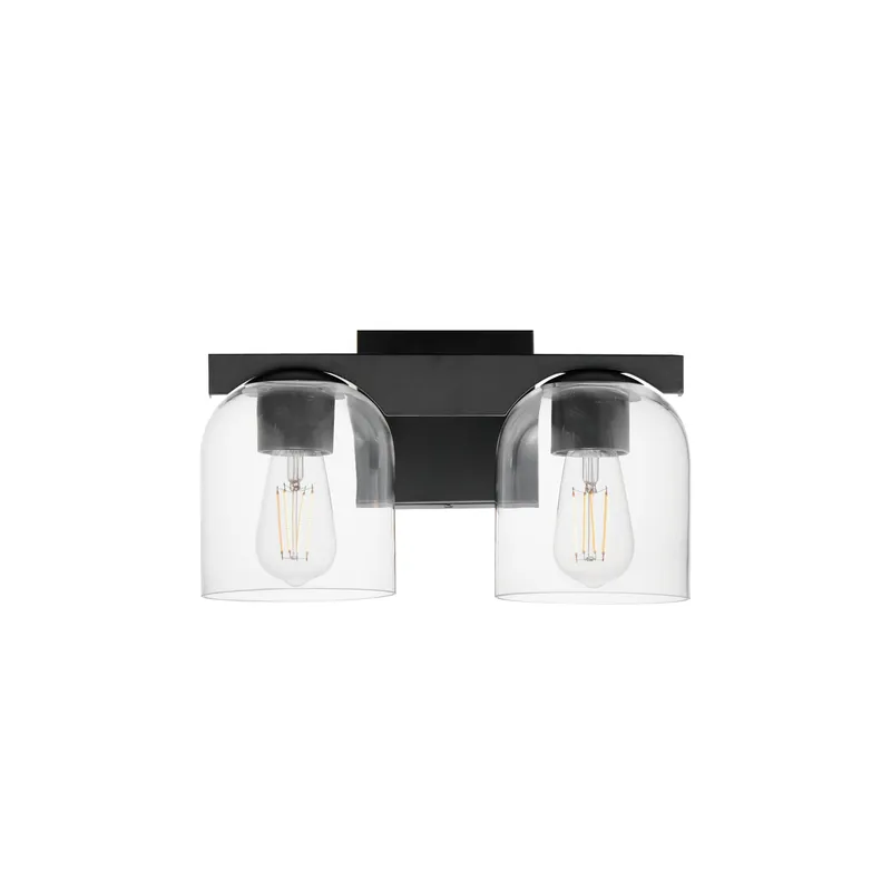 Scoop 2-Light Bath Vanity, Black, Chrome, or Brass Finish — Warehouse Lighting LED Wall Lights 150.0W 