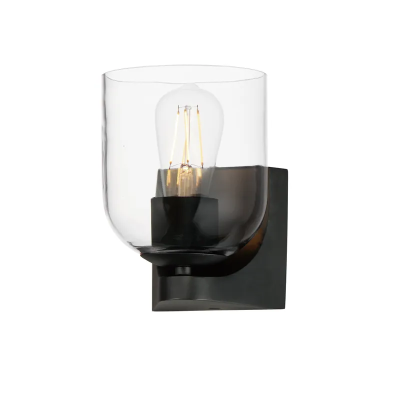 Scoop 1-Light Bath Vanity, Black, Chrome, or Brass Finish — Warehouse Lighting LED Wall Lights 60.0W 