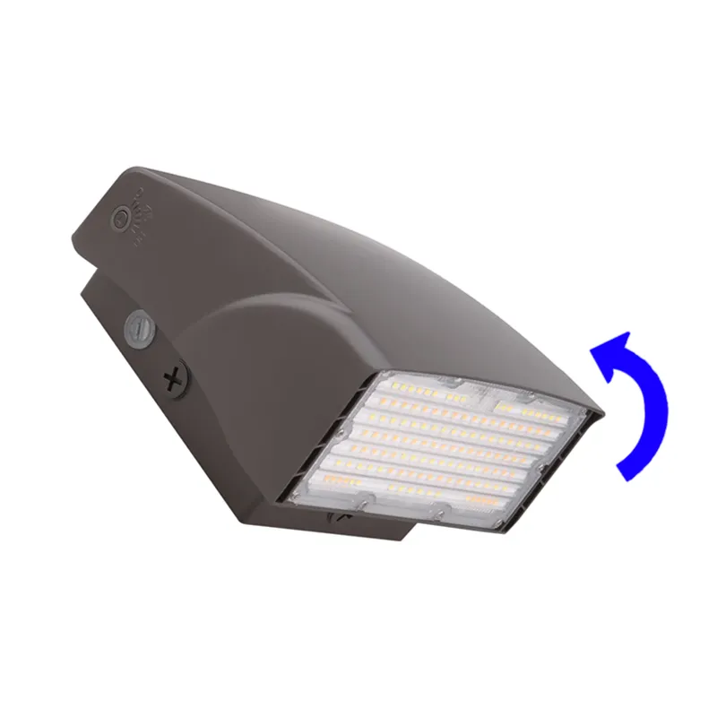 LED Adjustable Wall Pack, 7000 Lumen Max, Wattage and CCT Selectable, Integrated Photocell, 120-277V, Bronze Finish — Warehouse Lighting LED Wall Lights  