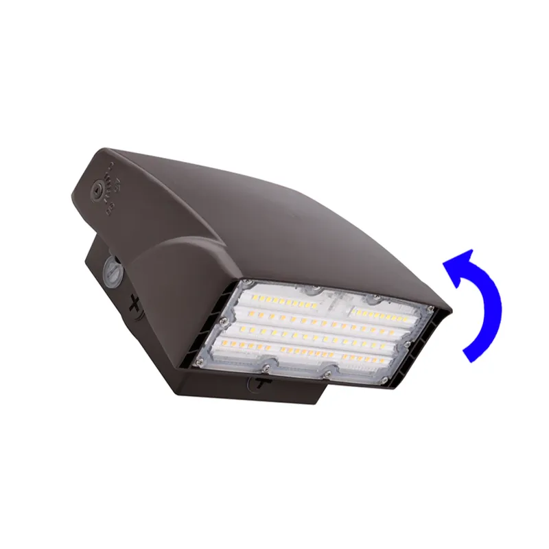 LED Adjustable Wall Pack, 4050 Lumen Max, Wattage and CCT Selectable, Integrated Photocell, 120-277V, Bronze Finish — Warehouse Lighting LED Wall Lights  
