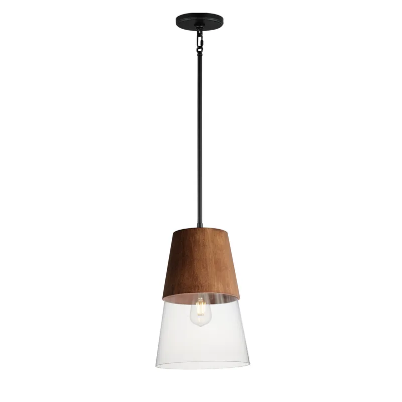 Carpenter 10" Mini Pendant, Walnut / Black — Warehouse Lighting LED Landscape Lights 60.0W 