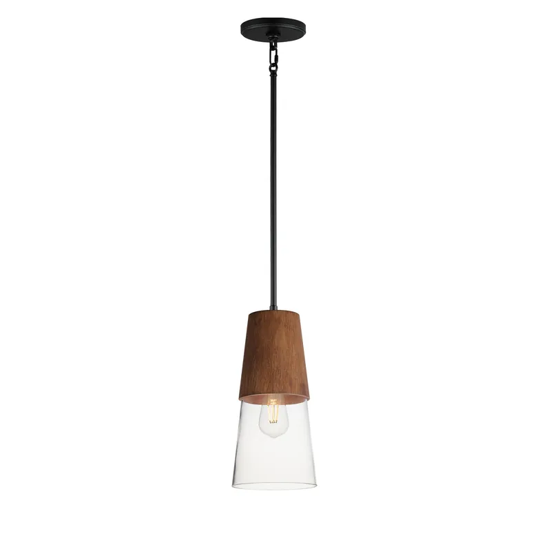 Carpenter 6.5" Mini Pendant, Walnut / Black — Warehouse Lighting LED Landscape Lights 60.0W 