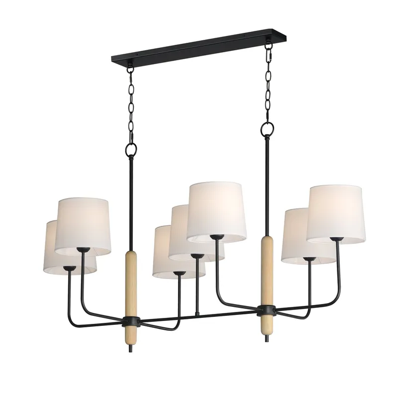 Bozeman 7-Light Linear Chandelier, Natural Wood — Warehouse Lighting LED Linear Lights 450.0W 