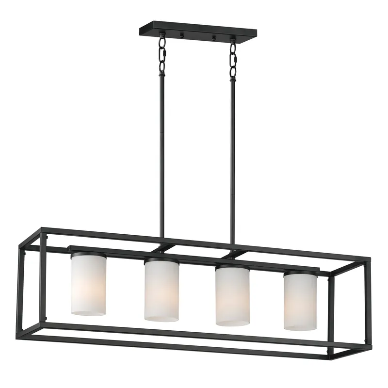 Lateral 4-Light Linear Pendant, Black or Satin Nickel — Warehouse Lighting LED Linear Lights 250.0W 