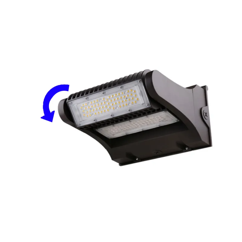 LED Adjustable Wall Pack, 11,200 Lumen Max, Wattage and CCT Selectable, Integrated Photocell, 120-277V, Bronze or White Finish — Warehouse Lighting LED Wall Lights  