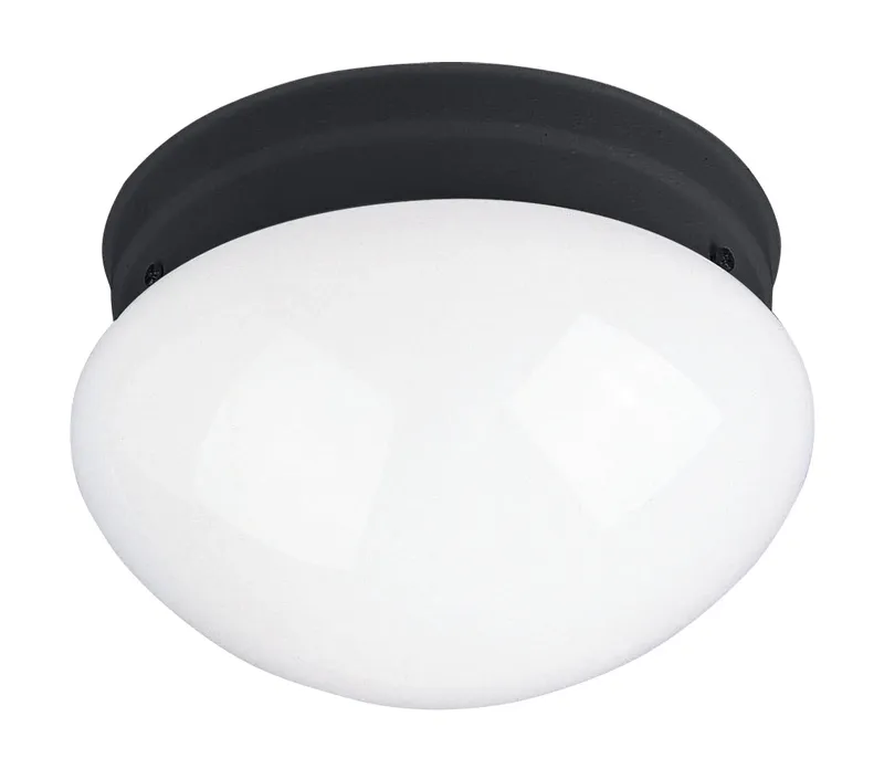 Essentials 1-Light Flush Mount Ceiling Light, Black Finish — Warehouse Lighting LED Post Top Lights 60.0W 