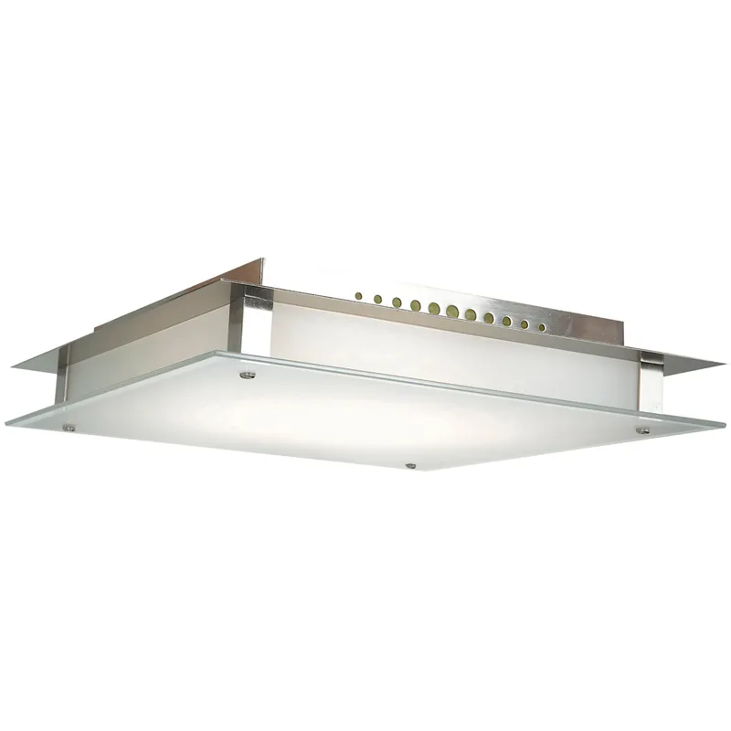 LED Flush Mount Ceiling Light, Brushed Steel Finish, 200W, 120V, Vision SQ Collection — Warehouse Lighting LED Post Top Lights 200.0W 