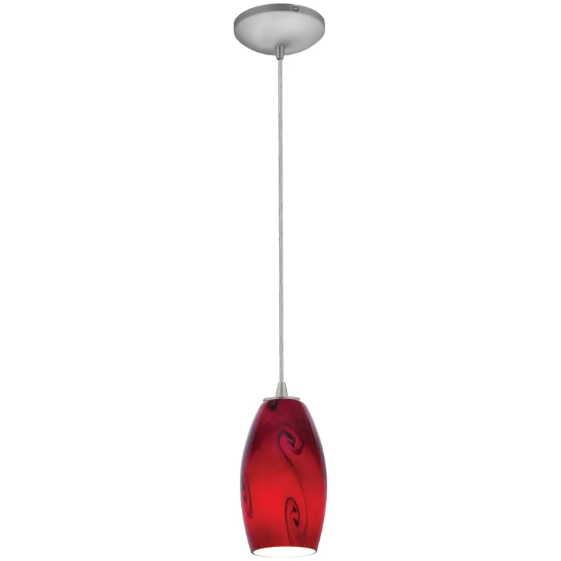 LED Pendant Light, Red Sky Diffuser, Brushed Steel Finish, 100W, 120V, Merlot Collection — Warehouse Lighting LED Landscape Lights 100.0W 