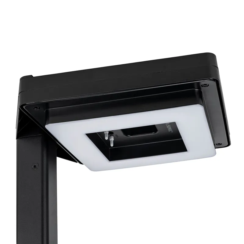 Contemporary Square Solar Lamp Post with Timer — Warehouse Lighting LED Landscape Lights 14.0W 3000K