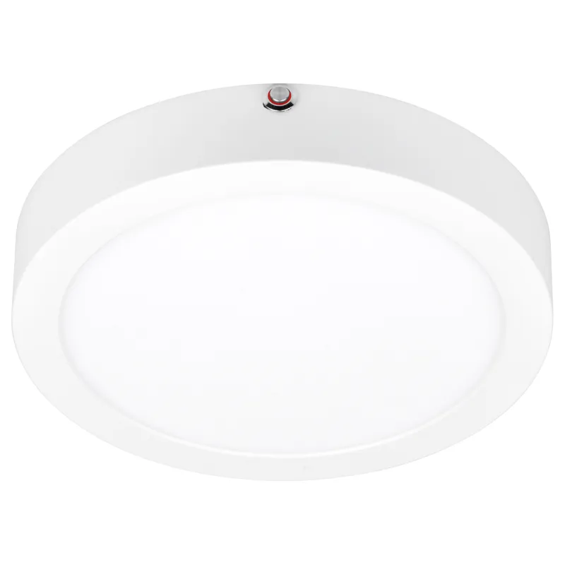 Dual Voltage Emergency Backup LED Flush Mount Ceiling Light, 1440 Lumens, 18W, 3000K, 120V, White Finish, ModPLUS Collection — Warehouse Lighting LED Post Top Lights 18.0W 3000K