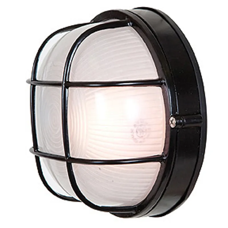 1 Light Outdoor Bulkhead, 60W, 120V, Black Finish, Nauticus Round Dual Mount — Warehouse Lighting LED Wall Lights 60.0W 