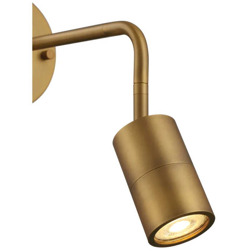 1 Light LED Wall Or Ceiling Spotlight, 500 Lumens, 6W, 3000K, 120V, Antique Brushed Brass Finish, Cafe Dual Mount Collection — Warehouse Lighting LED Wall Lights 6.0W 3000K