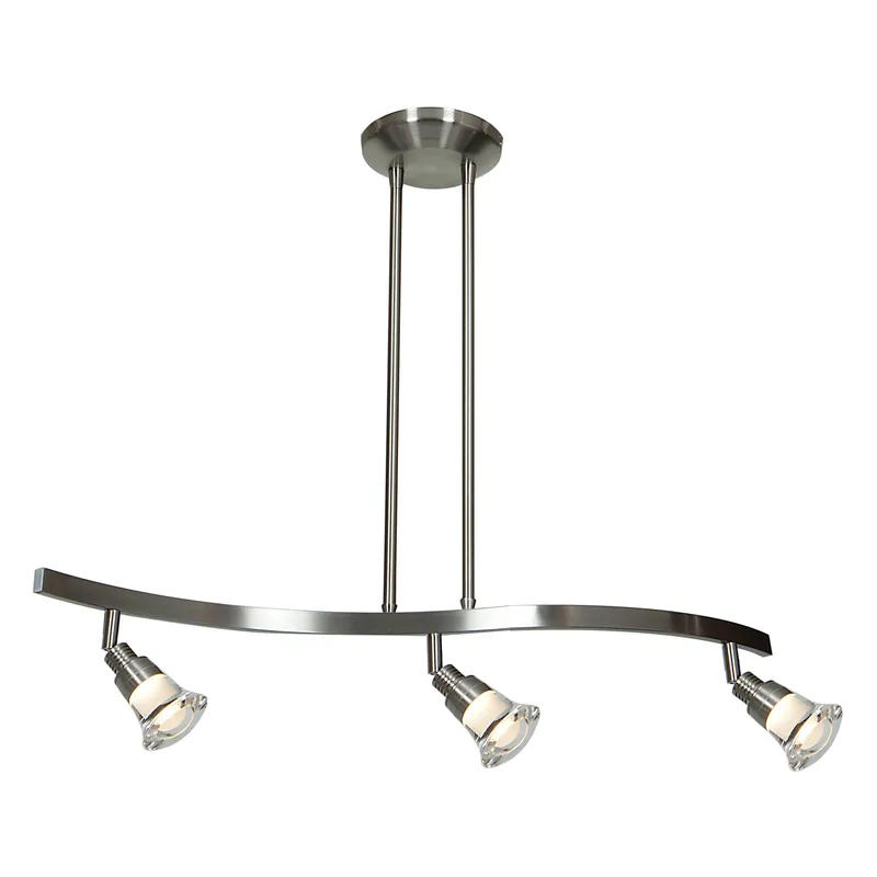 3 Light LED Pendant Spotlight, 1200 Lmens, 15W, 3000K, 120V, Matte Chrome Finish, Optix Collection — Warehouse Lighting LED Landscape Lights 15.0W 3000K