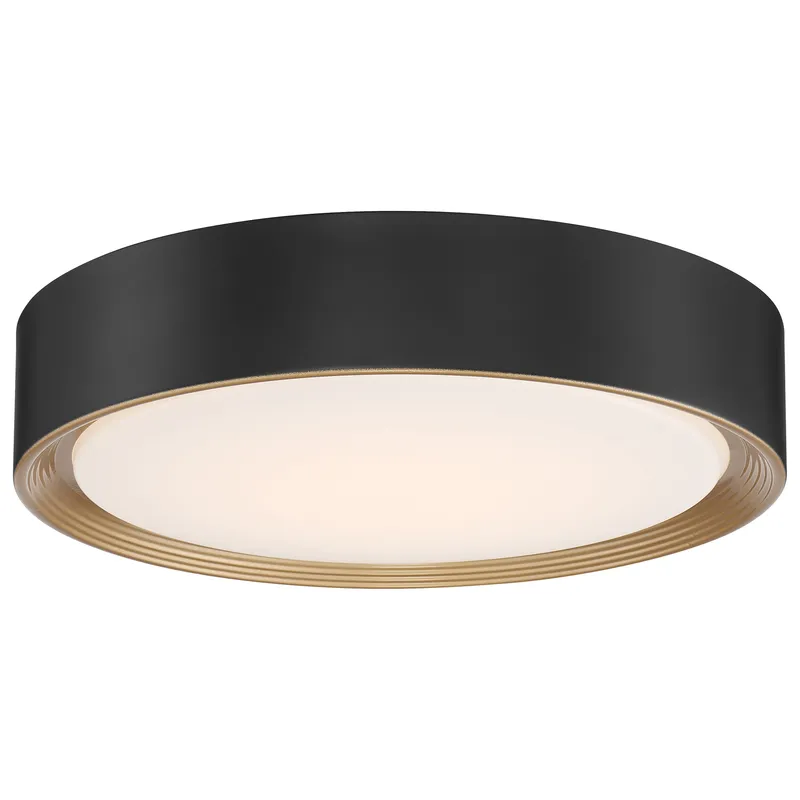 16" LED Flush Mount Ceiling Light, 2400 Lumens, 24W, 3000K, 120V, Matte Black Finish, Malaga Collection — Warehouse Lighting LED Post Top Lights 24.0W 3000K