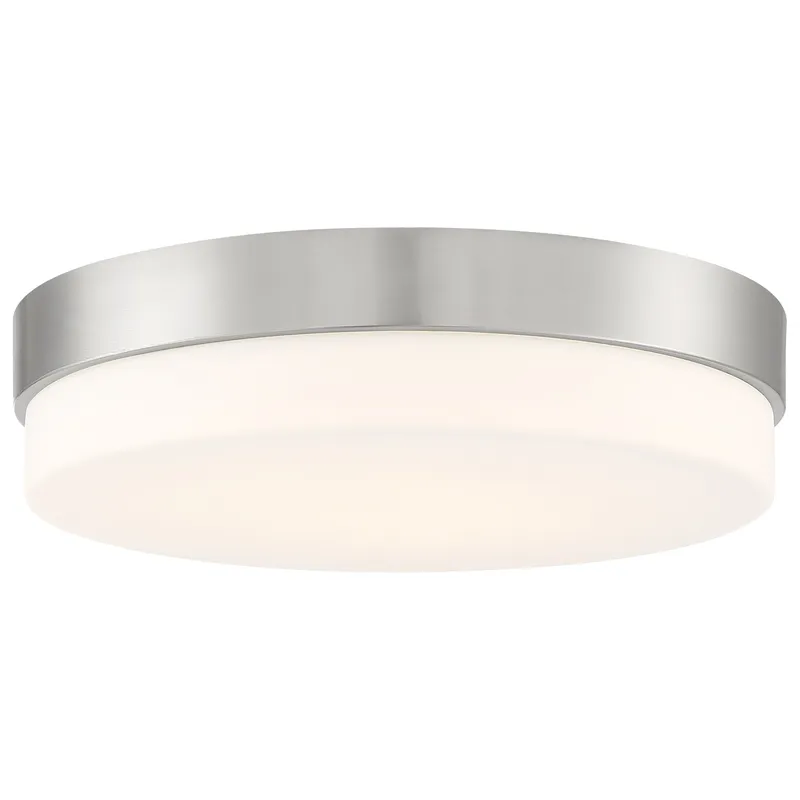 14" LED Flush Mount Ceiling Light, 2000 Lumens, 30W, 3000K, 120V, Brushed Steel, Roma Collection — Warehouse Lighting LED Post Top Lights 30.0W 3000K