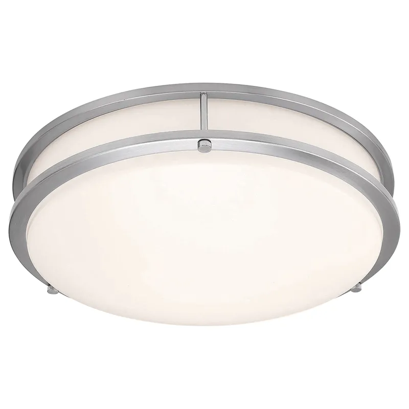 LED Flush Mount Ceiling Light, 1820 Lumens, 26W, 3000K, 120V, Brushed Steel, Solero II Collection — Warehouse Lighting LED Post Top Lights 26.0W 3000K