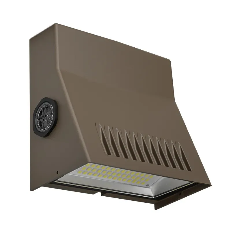 LED Mini Cutoff Wall Pack, 2640 Lumen Max, Wattage and CCT Selectable, Integrated Photocell, 120-277V, Bronze, Black or White Finish — Warehouse Lighting LED Wall Lights  