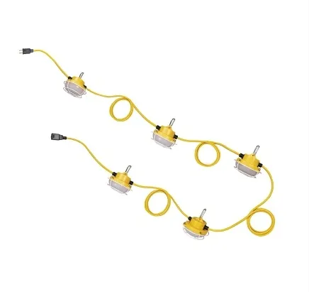Temporary Work Site String Light, 120W (10 x 12W), 15000 Lumens per String, 5000K, 2 Prong Plug — Warehouse Lighting LED Area Lights 120.0W 5000K