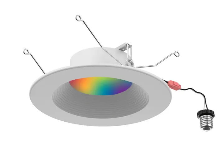 6 Inch LED RGB+W Smart Round Downlight Retrofit, 12W, CCT Selectable, 120V — Warehouse Lighting LED Downlights 12.0W 2700K