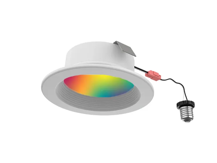 4 Inch LED RGB+W Smart Round Retrofit Downlight, 9W, CCT Selectable, 120V — Warehouse Lighting LED Downlights 9.0W 2700K