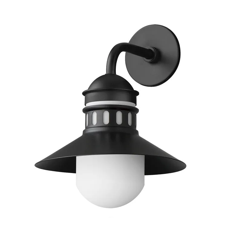 Admiralty 1-Light Outdoor Wall Sconce, Black or Black / Antique Brass — Warehouse Lighting LED Wall Lights 60.0W 