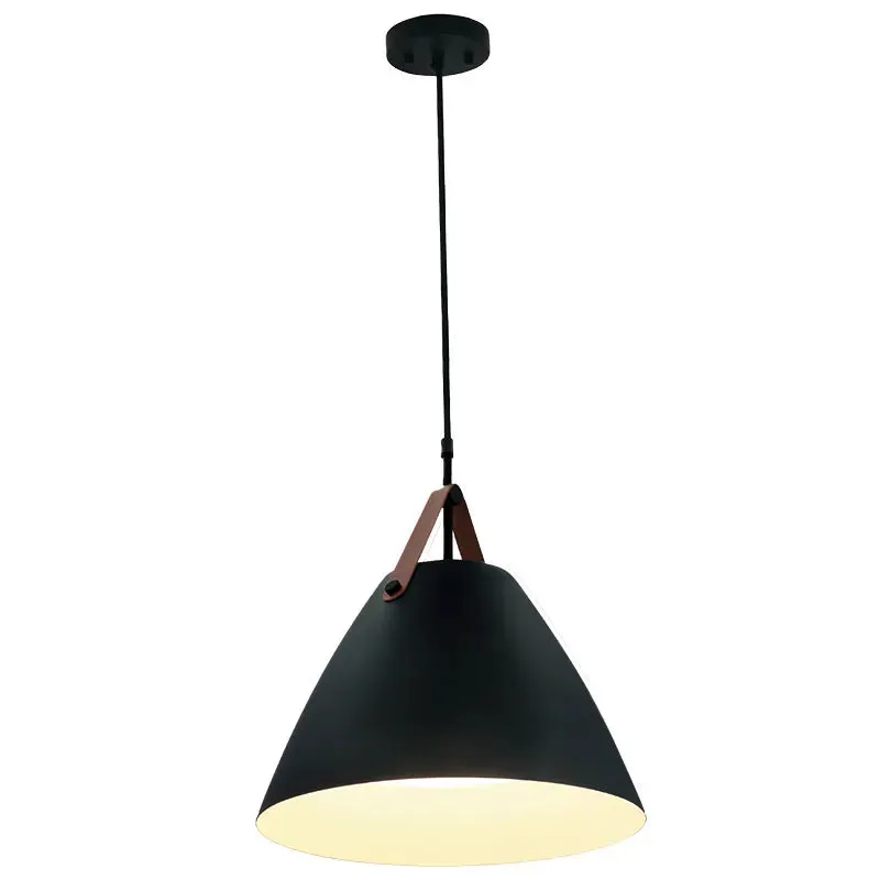 Nordic Design Pendant Light with Leather Strap, 1400 Lumens, 25W, CCT Selectable, 120V, Black or White Finish — Warehouse Lighting LED Landscape Lights 25.0W 2700K
