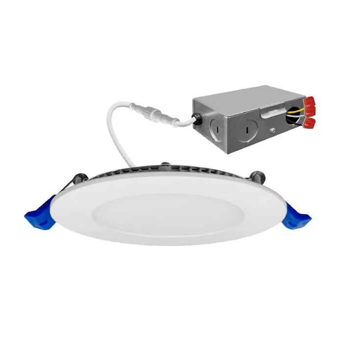 4" External J-Box Round Downlight: Slim-Line, 840 Lumen Max, Wattage and CCT Selectable, 120V — Warehouse Lighting LED Downlights 12.0W 2700K