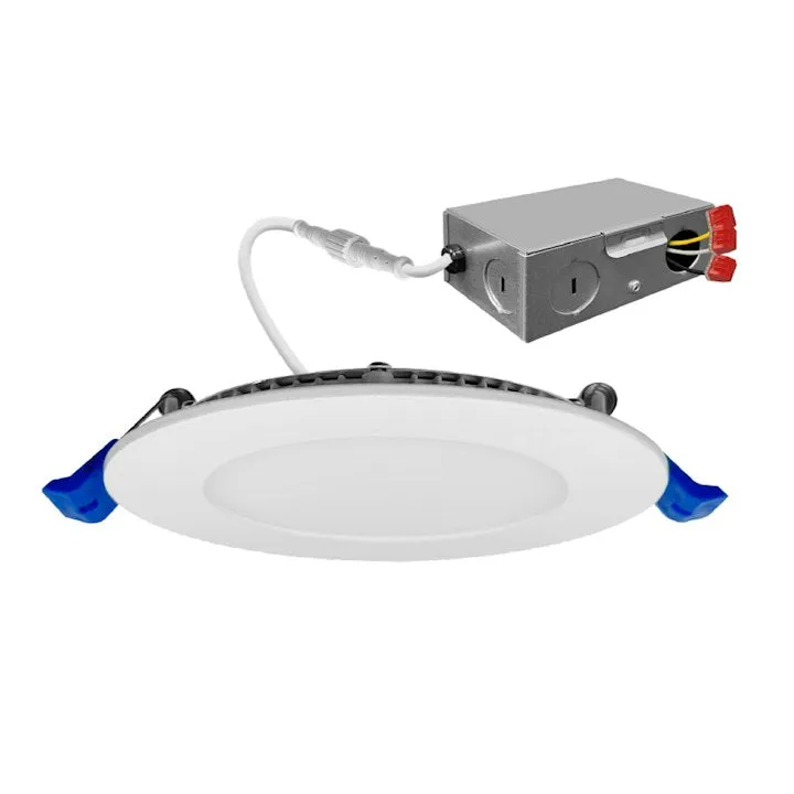 3" External J-Box Round Downlight: Slim-Line, 8W, 500 Lumens, CCT Selectable, 120V — Warehouse Lighting LED Downlights 8.0W 2700K