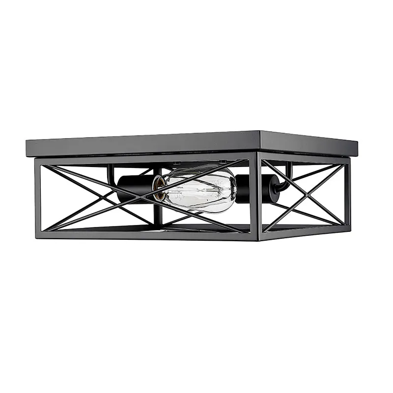 Millennium Lighting, 2 Light Flush Mount Ceiling Light, Matte Black Finish — Warehouse Lighting LED Post Top Lights 60.0W 