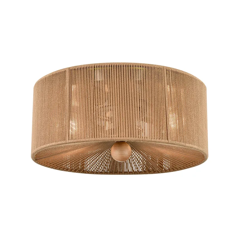Millennium Lighting, 2 Light Flush Mount Ceiling Light, Brown Rope Shade, Brushed Nickel Finish — Warehouse Lighting LED Post Top Lights 60.0W 