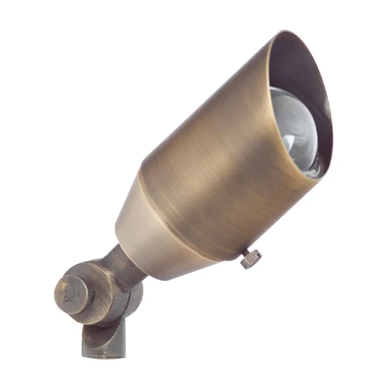 LANDSCAPE UPLIGHT 5W, 12V AC/DC, IP67, 400LM, 3000K, 90°~10° ADJ, Antique BRONZE or Bronzed BRASS — Warehouse Lighting LED Flood Lights 5.0W 3000K