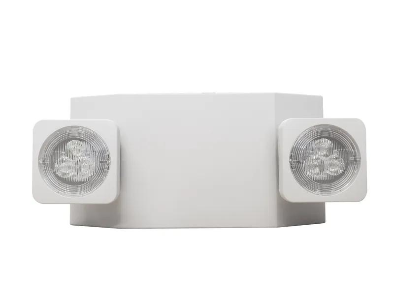 LED Reduced Profile Thermoplastic Emergency Unit with Two Adjustable Heads, White or Black Finish — Warehouse Lighting LED Exit & Emergency  