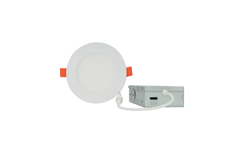 4 Inch LED Round Wafer Down Light, 7W, 600 Lumens, CCT Selectable, 120V, White — Warehouse Lighting LED Downlights 7.0W 2700K