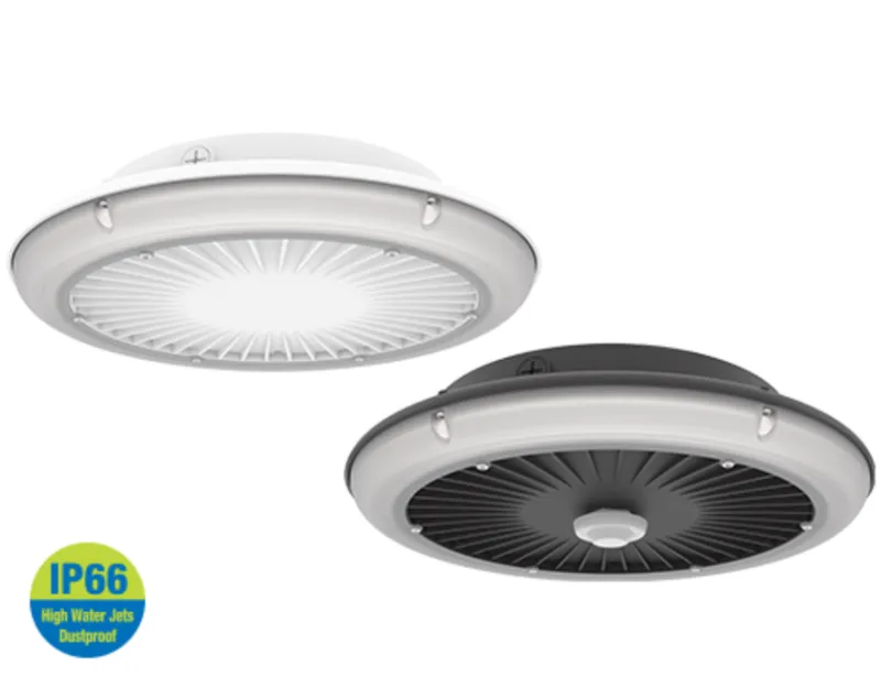 UFO Parking Garage Canopy Light Fixture, 40W, 3000K, 4000K or 5000K, 347-480V, Bronze, Black, Silver or White Finish — Warehouse Lighting LED Area Lights 40.0W 3000K