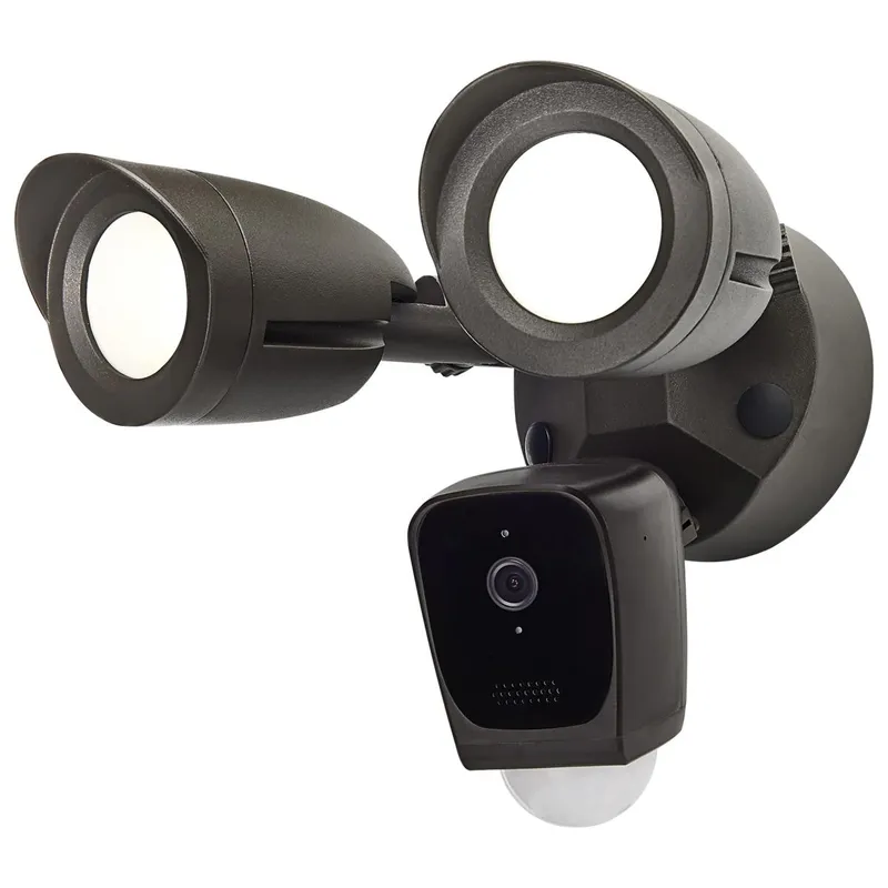 2 Head Outdoor SMART Security Light, With Camera, Starfish enabled, Brown Finish — Warehouse Lighting LED Lighting Controls 20.0W 3000K