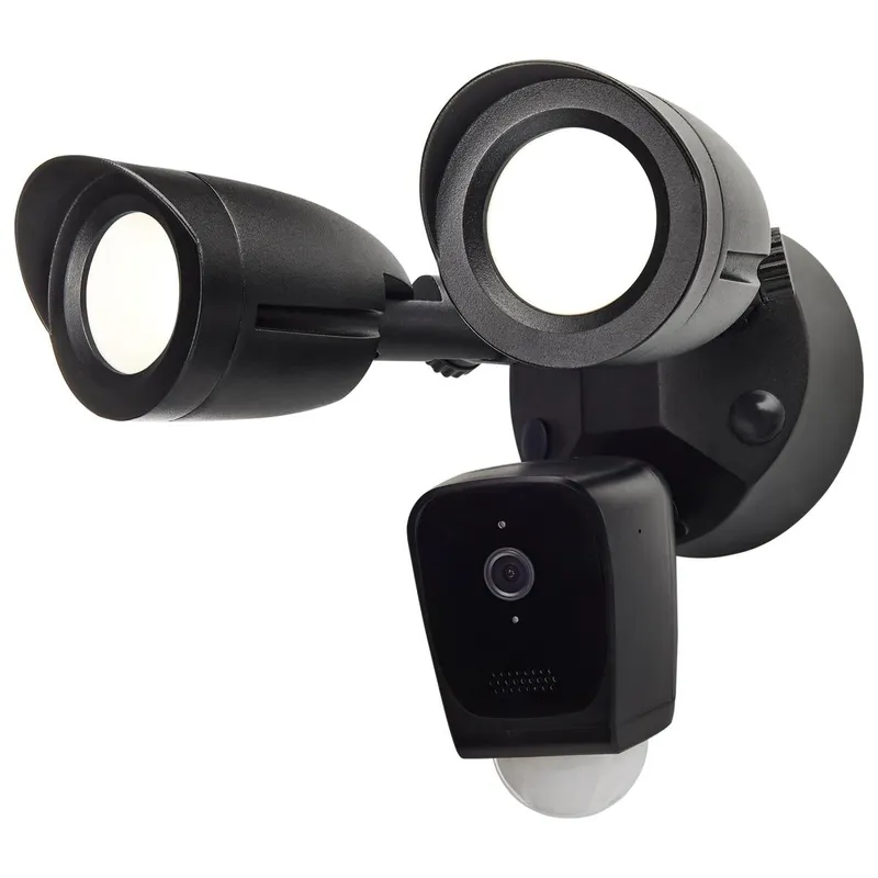 2 Head Outdoor SMART Security Light, With Camera, Starfish enabled, Black Finish — Warehouse Lighting LED Lighting Controls 20.0W 3000K