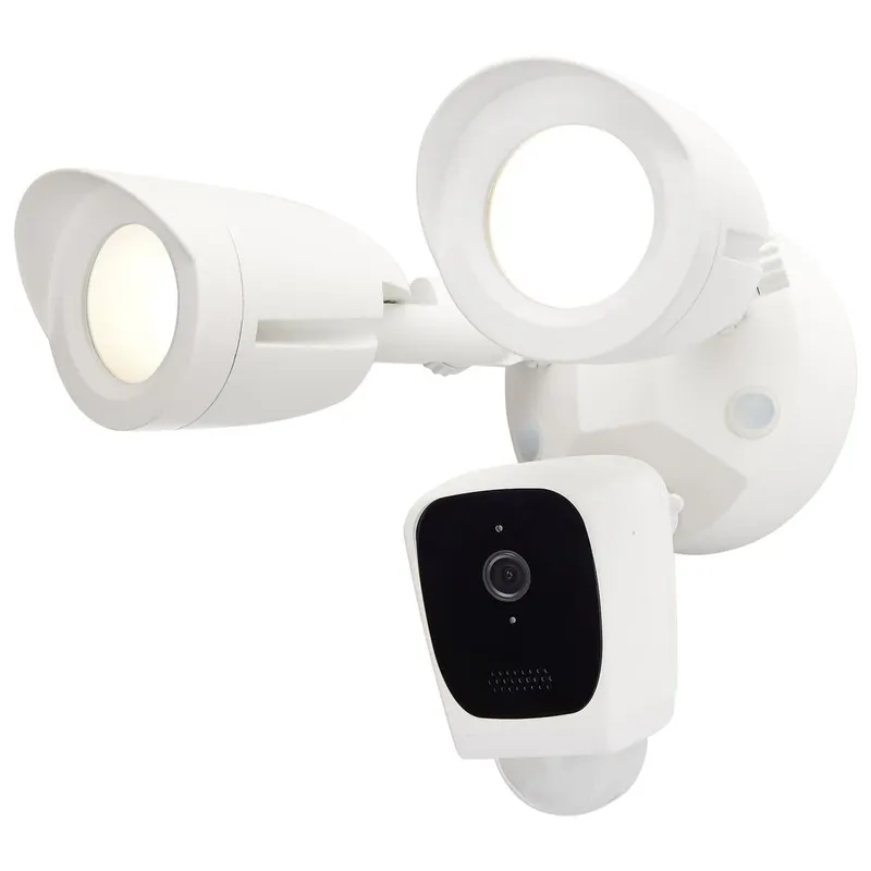 2 Head Outdoor SMART Security Light, With Camera, Starfish enabled, White Finish — Warehouse Lighting LED Lighting Controls 20.0W 3000K