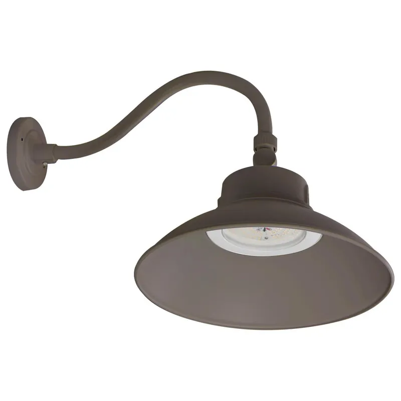 LED Gooseneck Fixture, Wattage and CCT Selectable, 5500 Lumen Max, Integrated Photocell, 120-277V, Finish Bronze — Warehouse Lighting LED Landscape Lights 30.0W 3000K