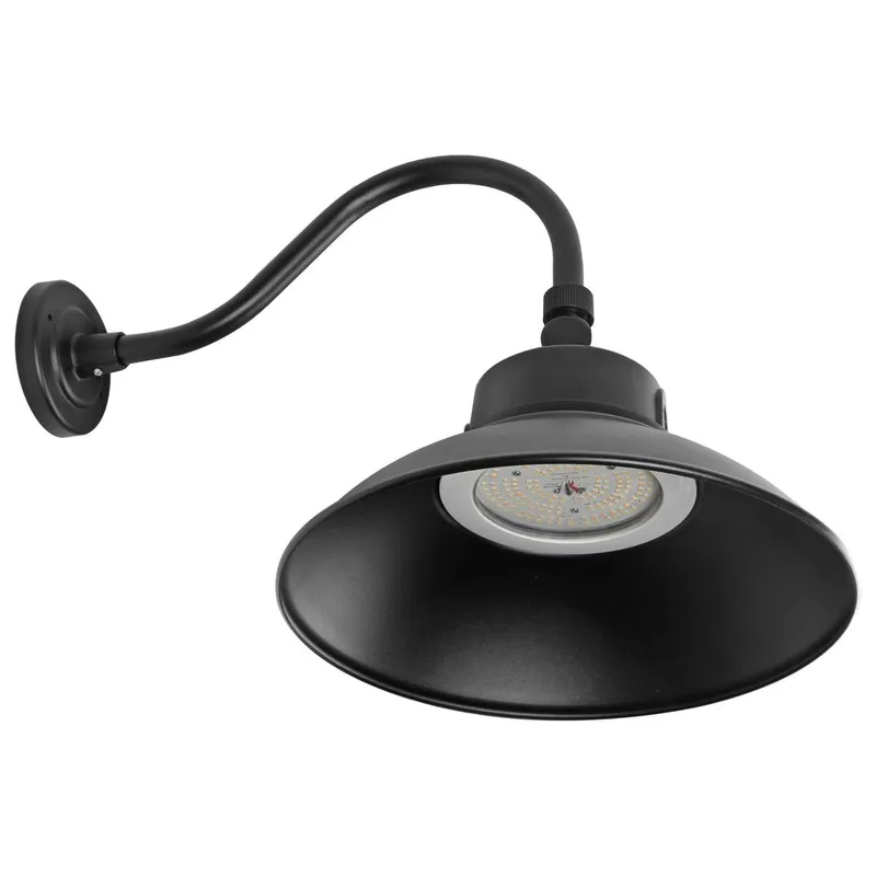 LED Gooseneck Fixture, Wattage and CCT Selectable, 5500 Lumen Max, Integrated Photocell,120-277V, Finish Black — Warehouse Lighting LED Landscape Lights 30.0W 3000K